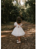 Puff Sleeves Ivory Cotton Tulle Sweet Flower Girl Dress